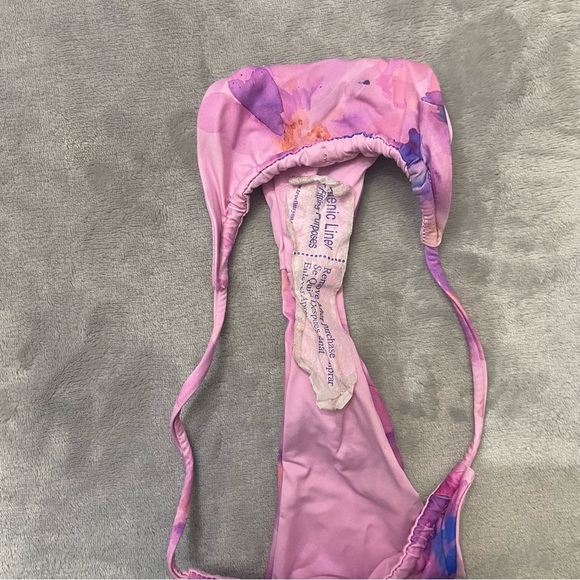 New! Frankie's Bikinis Pink Purple Floral Thin Side Straps Bikini Bottom 3005 - Picture 5 of 8